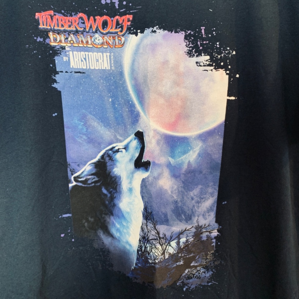 Timber Wolf Diamond Aristocrat Gaming Graphic Tee Shirt XL Blue Slots Casino - Picture 9 of 16